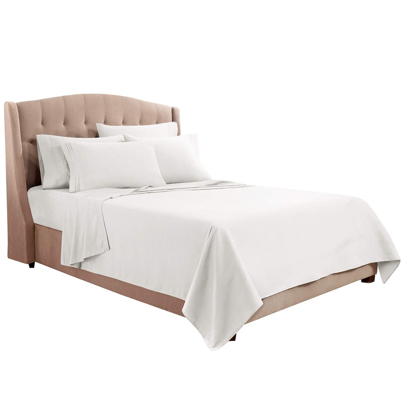 Clara Clark Cal King Sheets, 6 Piece Set - Hotel Luxury Sheets for Cal King Size Bed, Super Soft Bedding Set, Cal King Size, White - Image 4